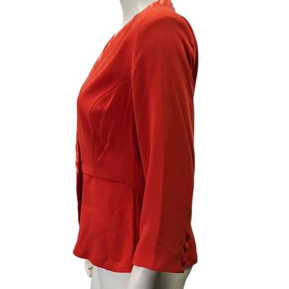 Cabi Wrap-Style Blazer top 3/4 Sleeves & Satin Trim Peplum Design 4 NWT - Picture 4 of 8